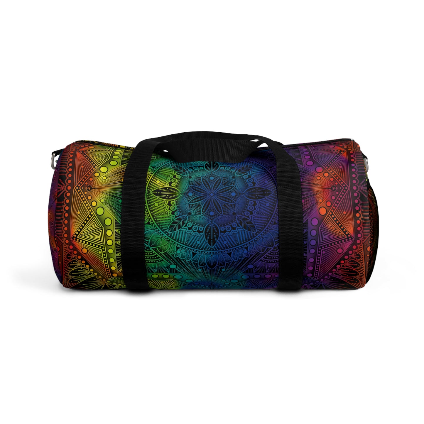 Rainbow Mandala Duffel Bag, Holographic Hiking Gym Weekend Travel Accessories, Custom Anndria Design, Unique Yoga Fitness Tote, Boho