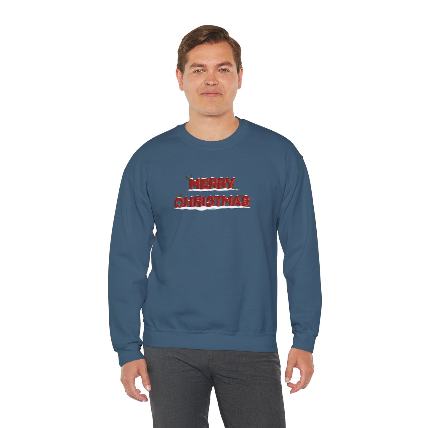 Merry Christmas with Snow and Holly - Unisex Sweatshirt