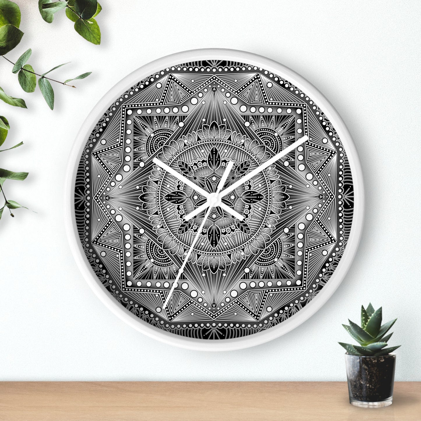 Mandala Wall Clock, Black and White Boho Home Decor, Unique Mandala Artwork, Modern Wall Clock, Mandala Design Decor, Mandala Clock