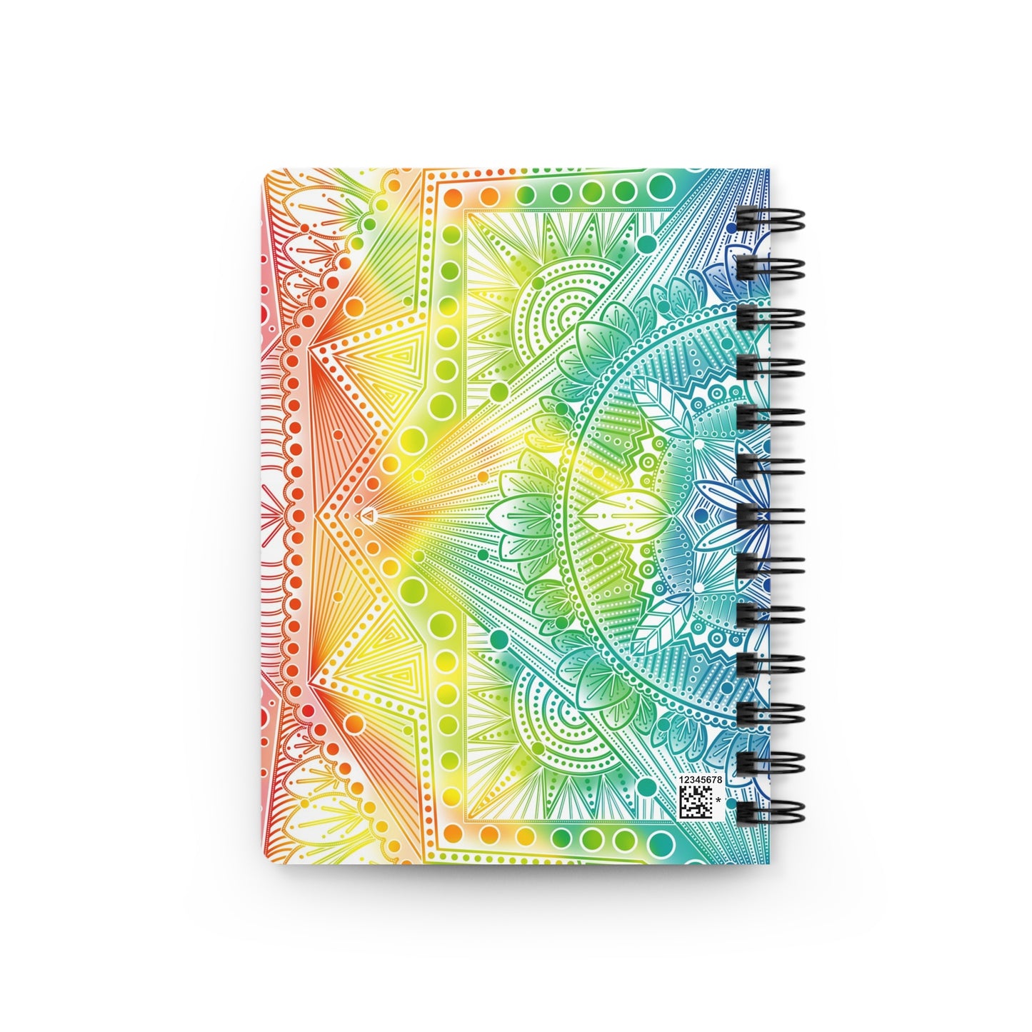 Psychedelic Spiral Bound Journal, Rainbow Mandala Design, Holographic Artwork by Anndria, Notebook, Sketchbook, Diary, Writing Journal,