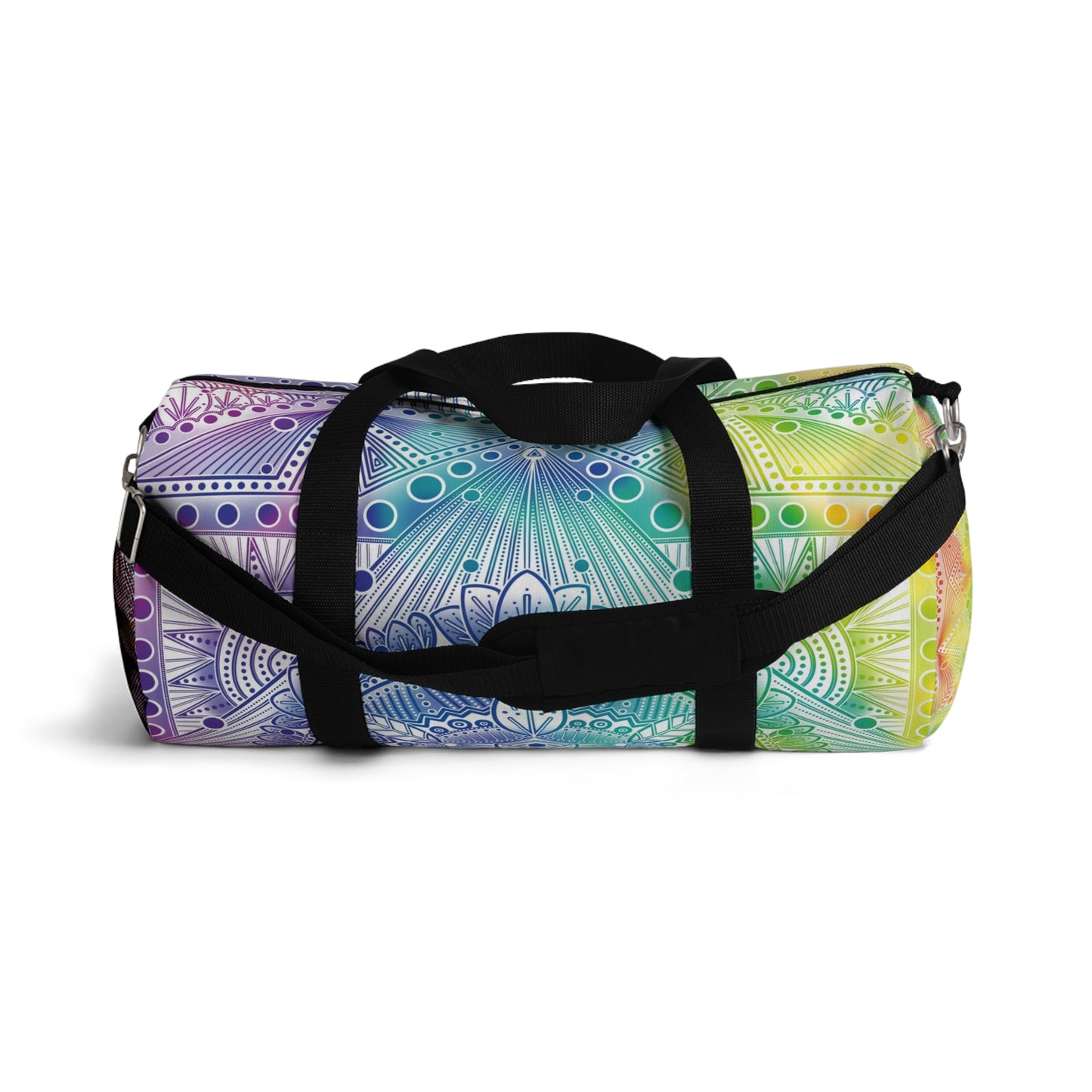 Rainbow Mandala Duffel Bag, Holographic Hiking Gym Weekend Travel Accessories, Custom Anndria Design, Unique Yoga Fitness Tote, Boho