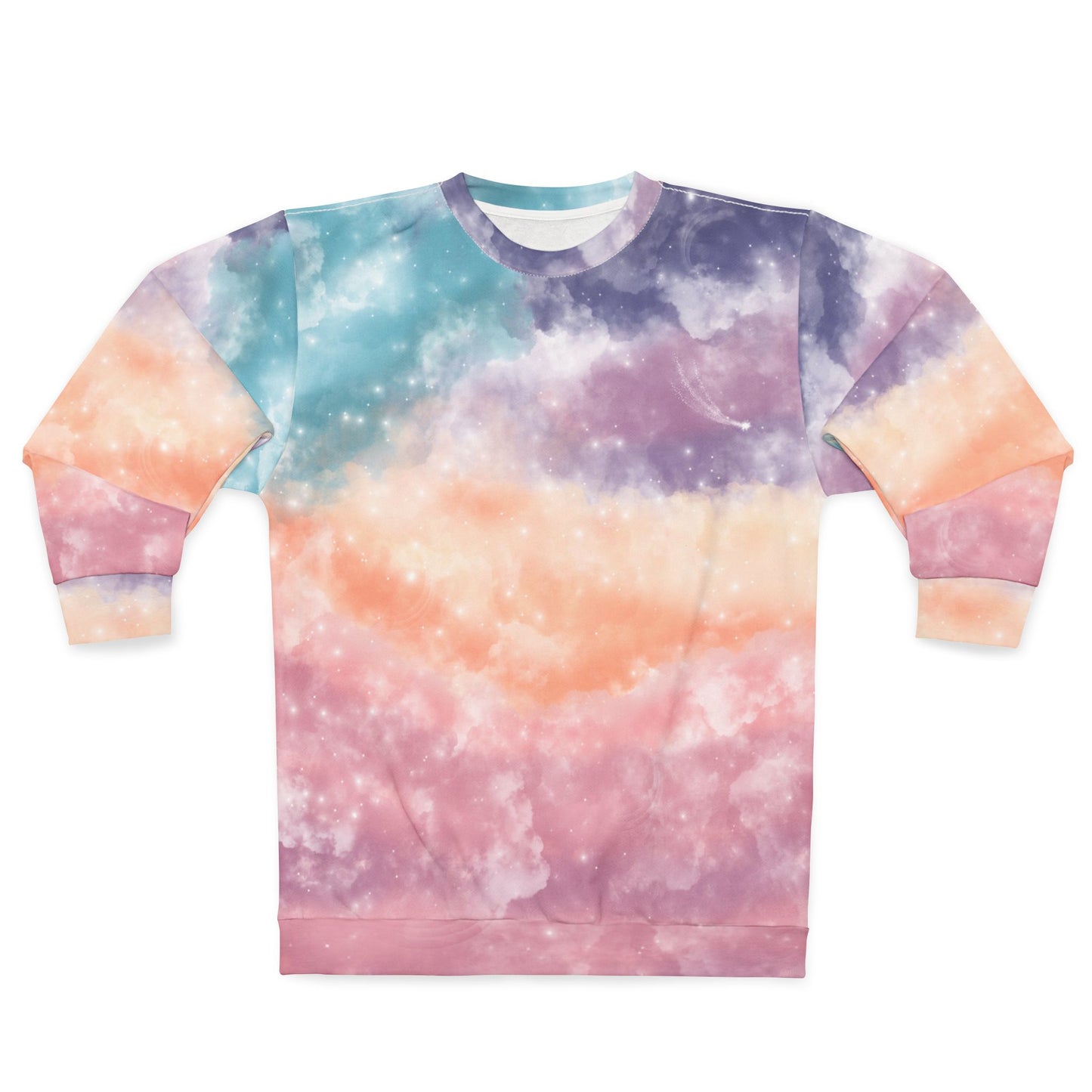 Cosmic Whispers Crewneck Sweatshirt | All-Over Print Sweatshirt by Anndria | Unique Cosmic Art Apparel