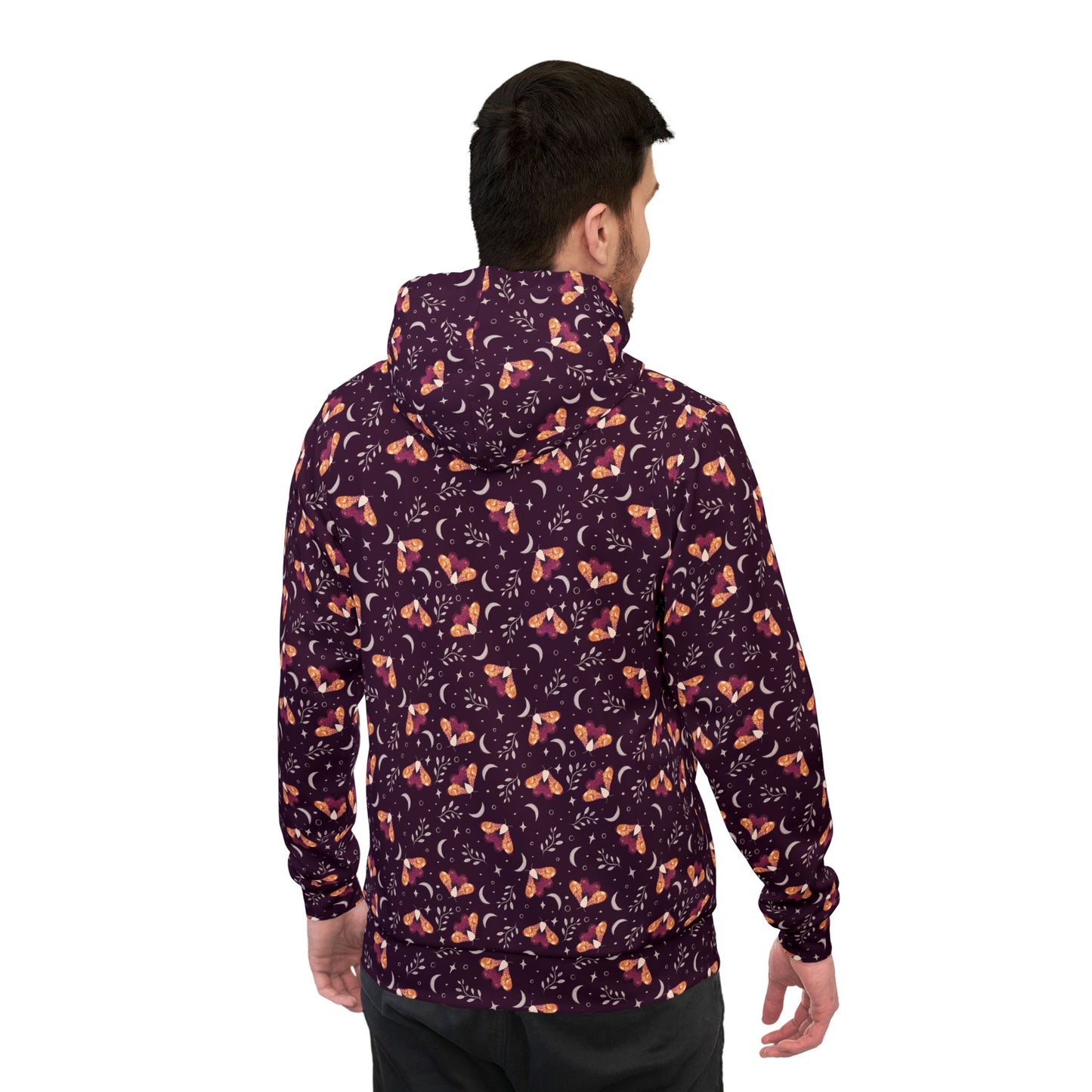 Witchy Moth Orange Athletic Hoodie by Anndria
