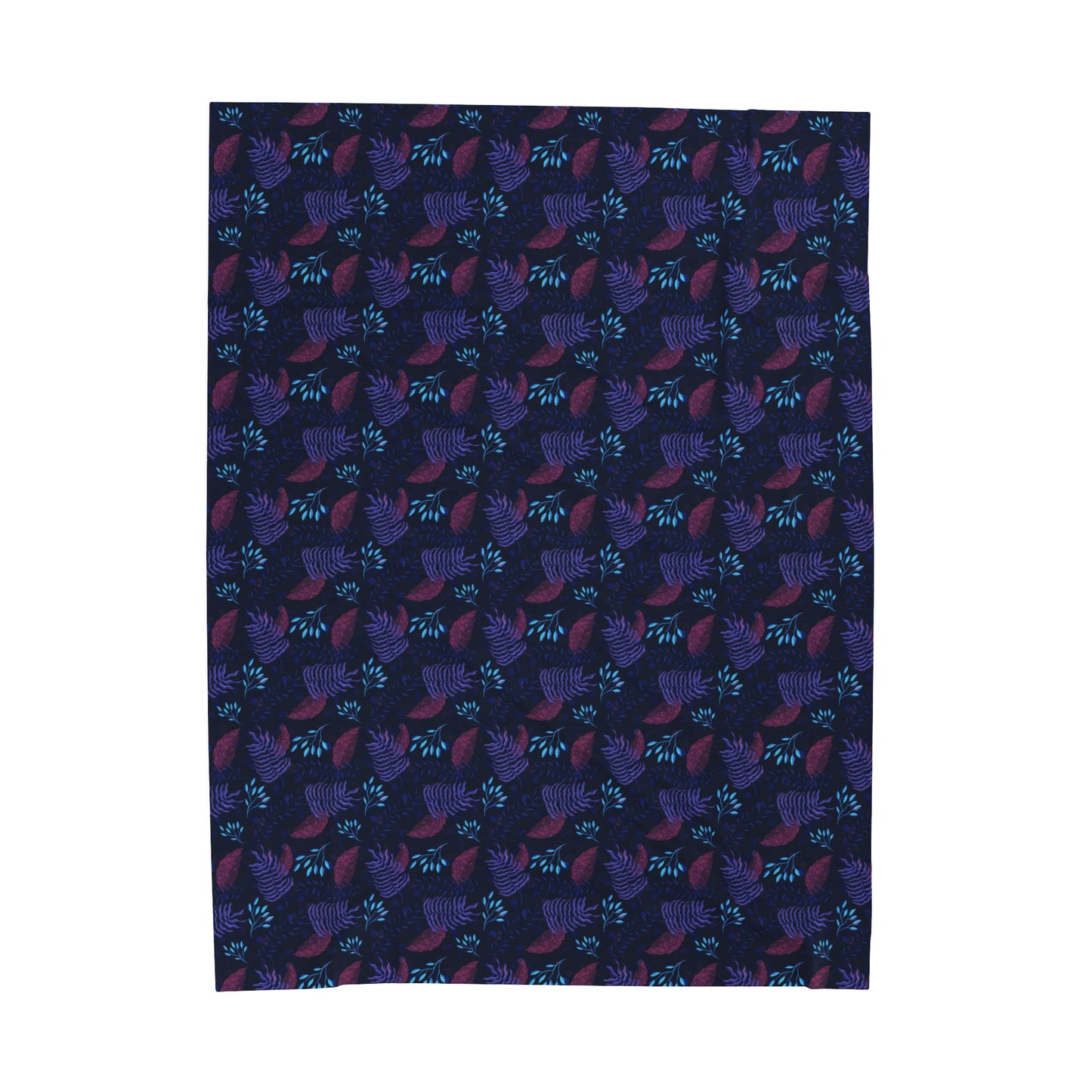 Plush Blanket - Purple and Blue Botanical Pattern by Anndria