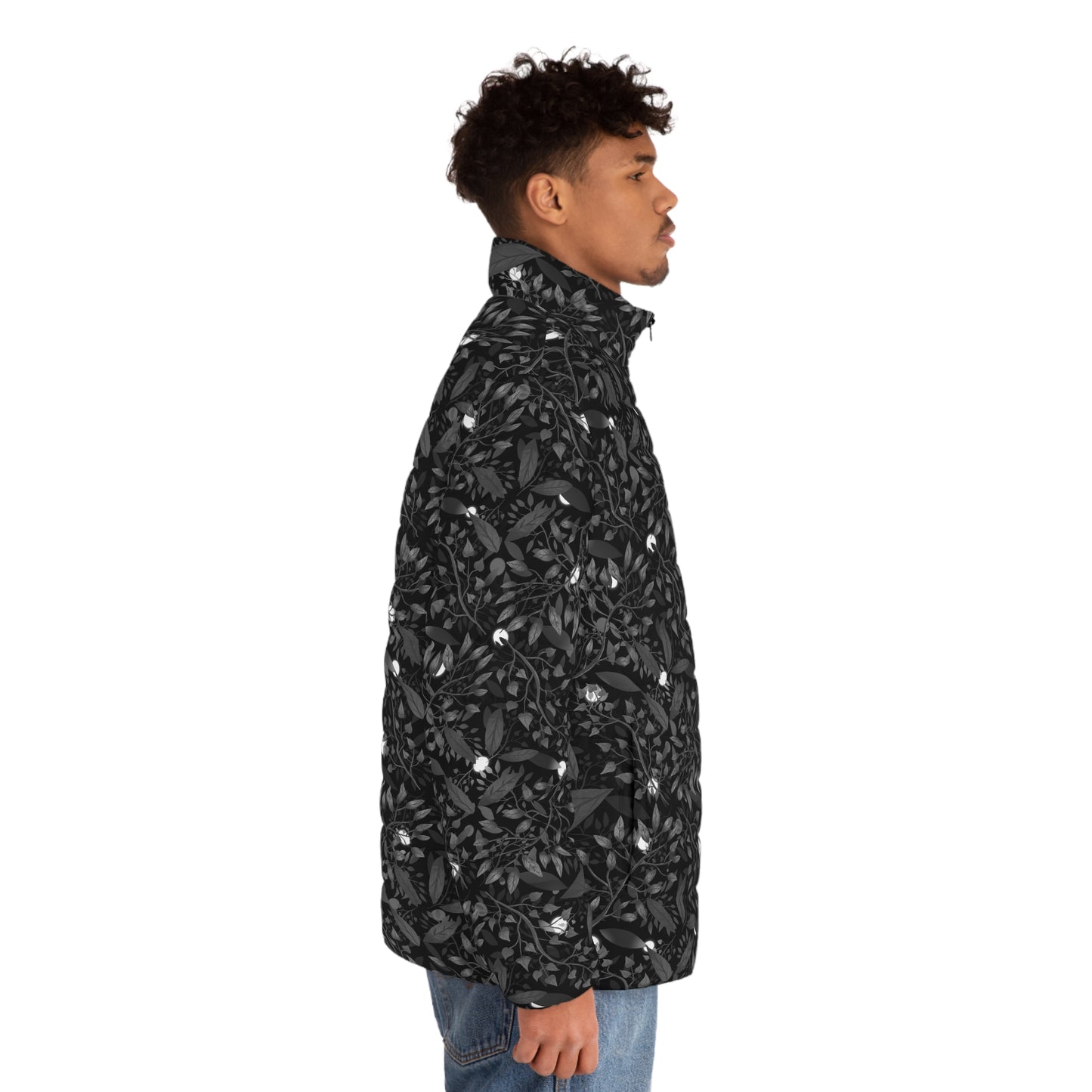 Nature-Inspired Men's Puffer Jacket - Stylish Outerwear for Outdoor Adventures