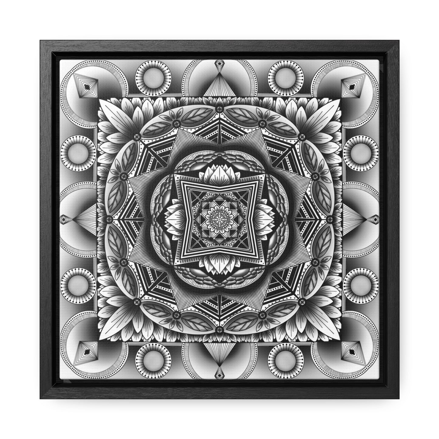 Square Frame Canvas Print, Black and White Mandala Artwork by Anndria, Gallery Wall Decor, Minimalist Home Decoration, Zen Meditation Gift,