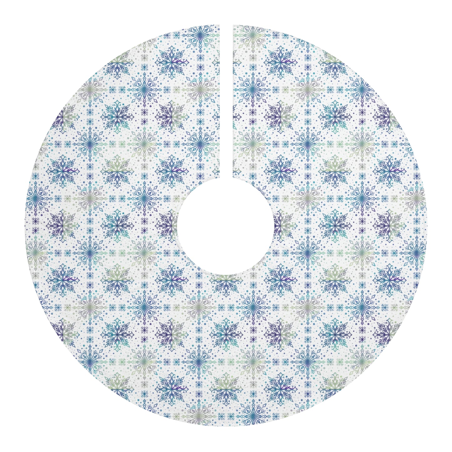 Tree Skirt - Watercolor Snowflake design by Anndria - Frosty teal, purple and green