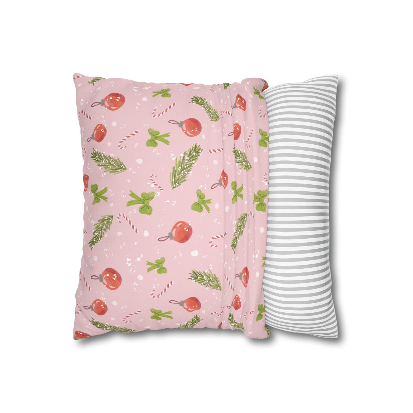 Pillowcase Watercolor Christmas Trim Pattern - Pink