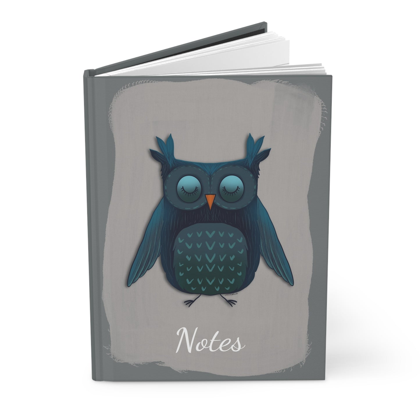Midnight Watcher Hardcover Journal, Blue Owl Design, Matte Cover Notebook, Blank Pages, Stationery Gift, Writing Diary, Notepad Sketchbook