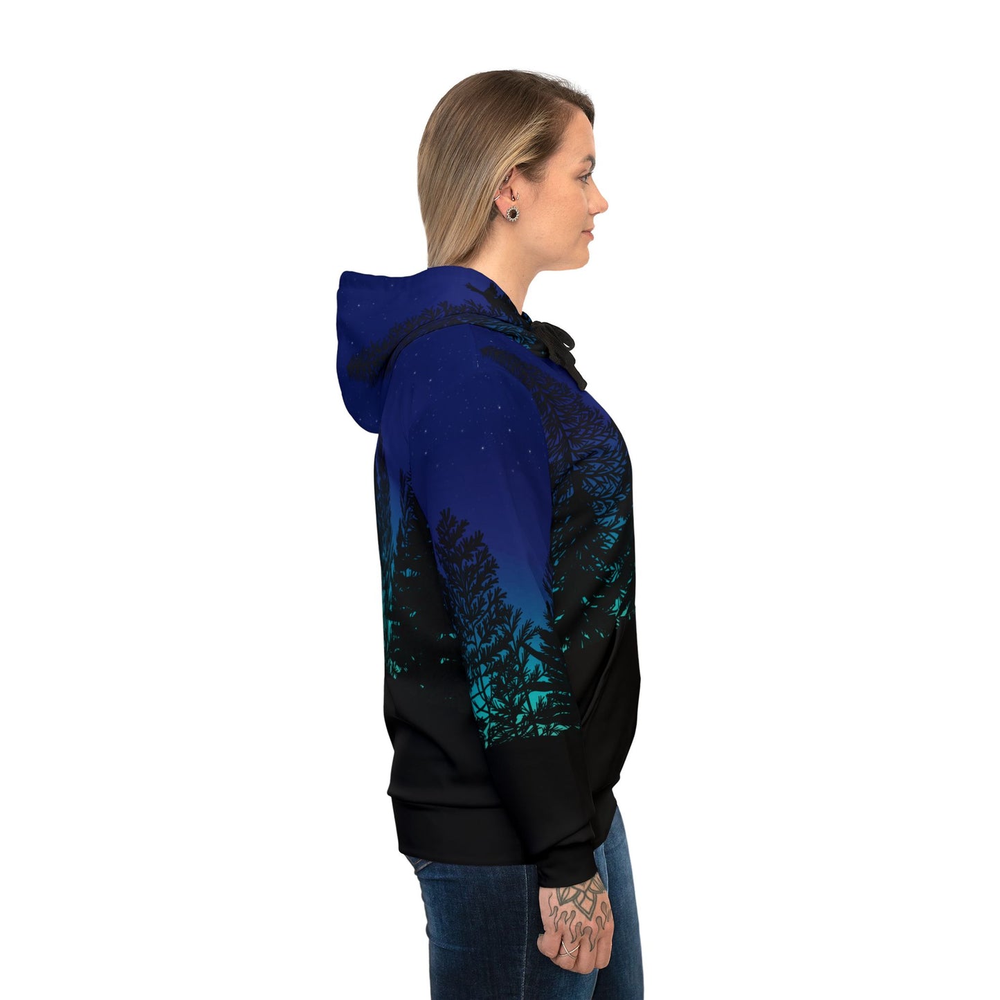 Starry Night Forest Athletic Hoodie - Outdoor Adventure Wear