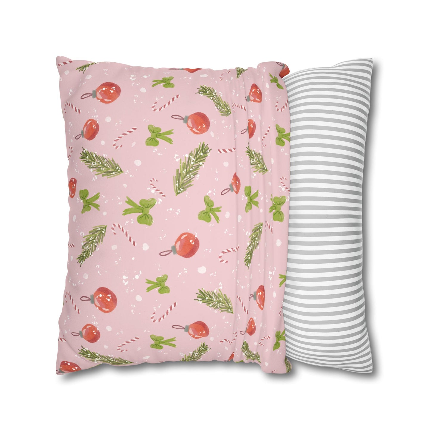 Pillowcase Watercolor Christmas Trim Pattern - Pink