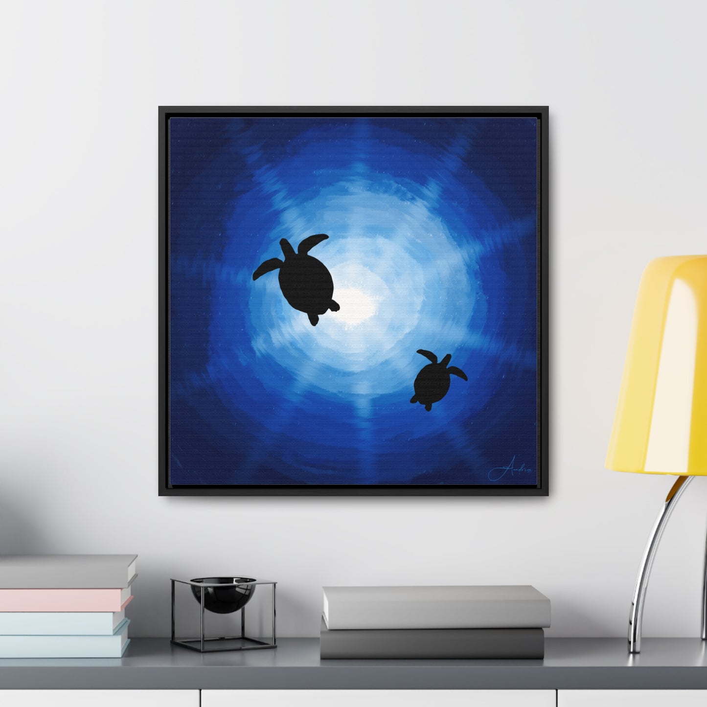 Canvas Wraps, Rays of Sun and Sea Turtles, Hand Drawn by Anndria