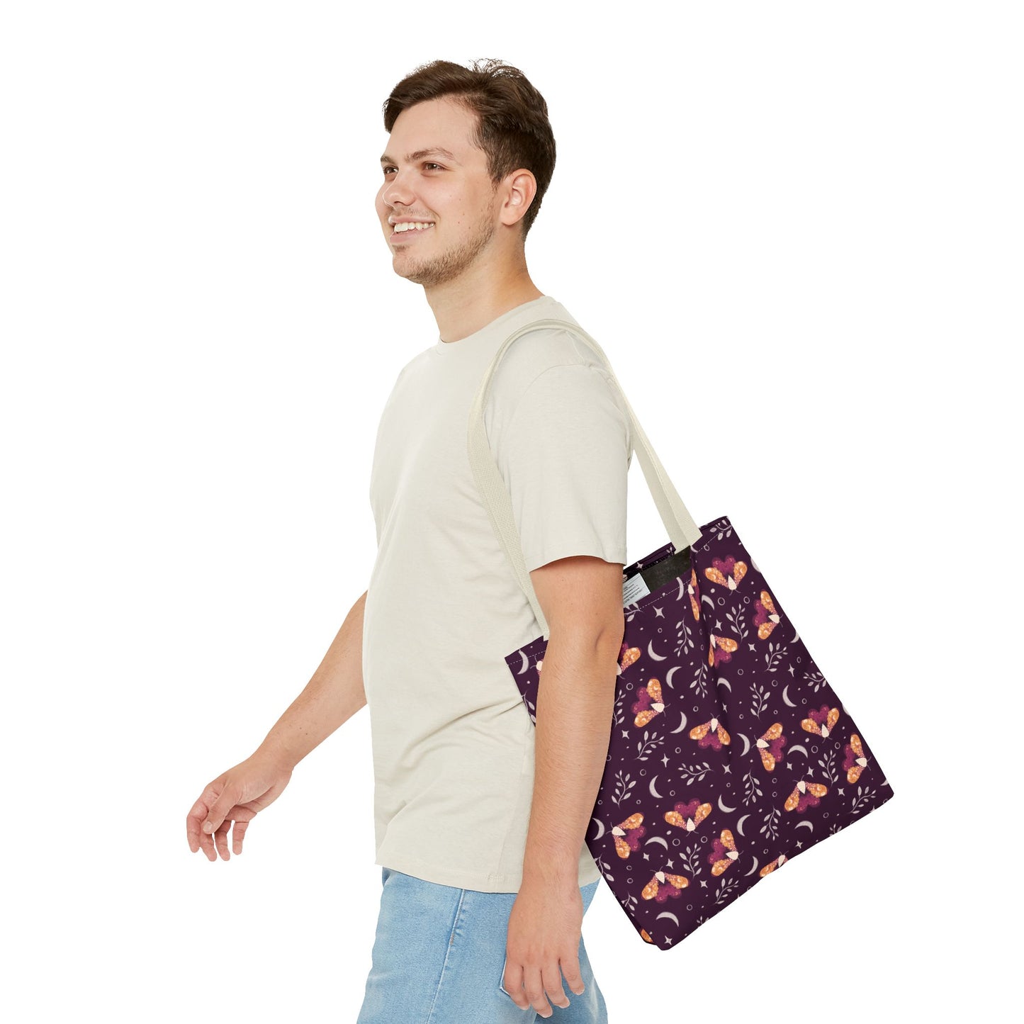 Moth Tote Bag Orange - Witchy Aesthetic Design by Anndria