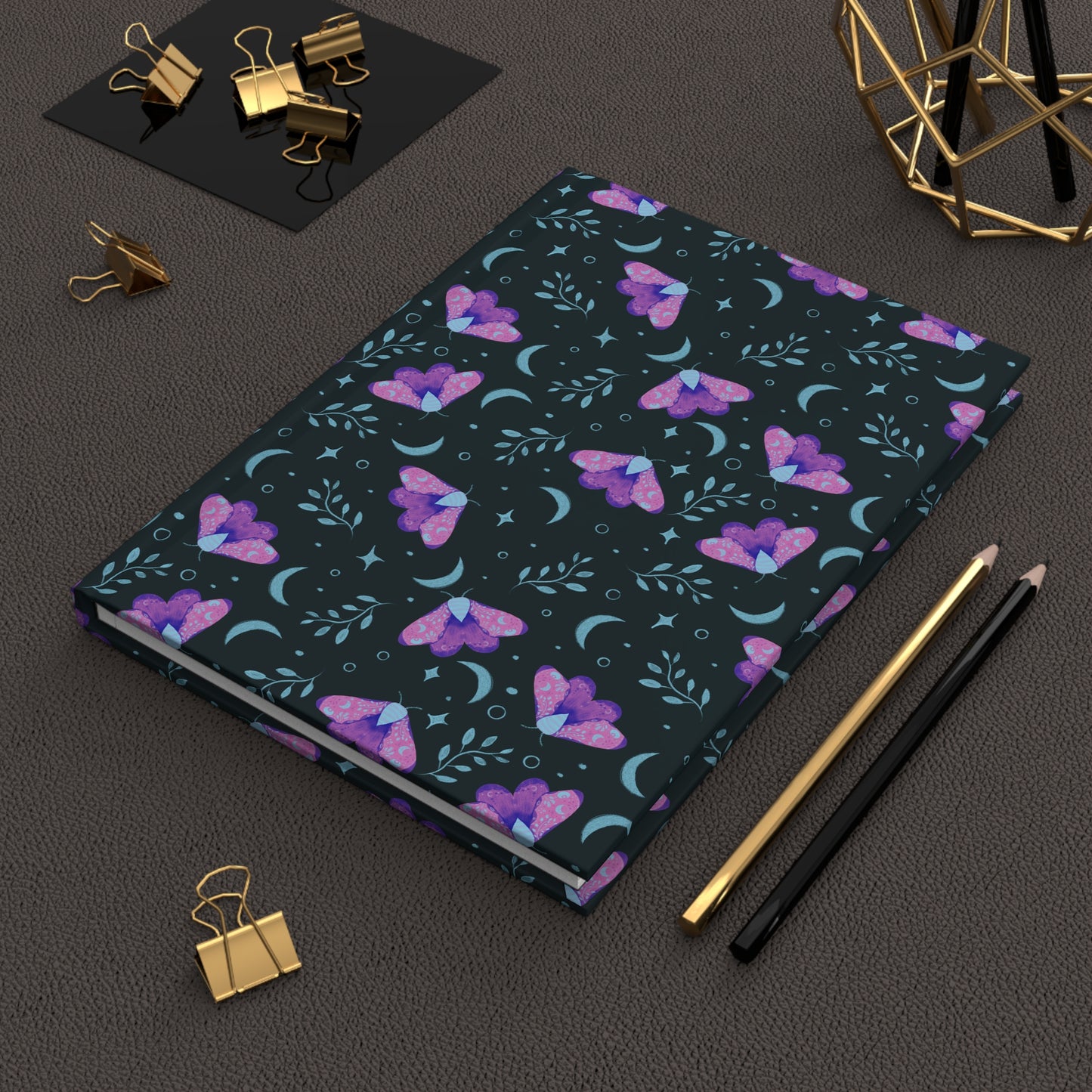 Hardcover Journal Witchy Moth Vibrant Design by Anndria