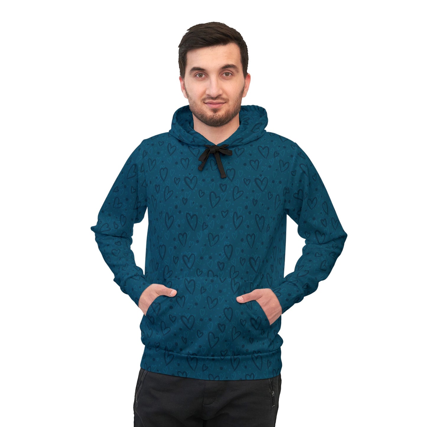 Teal Hearts Athletic Hoodie - Designed by Anndria