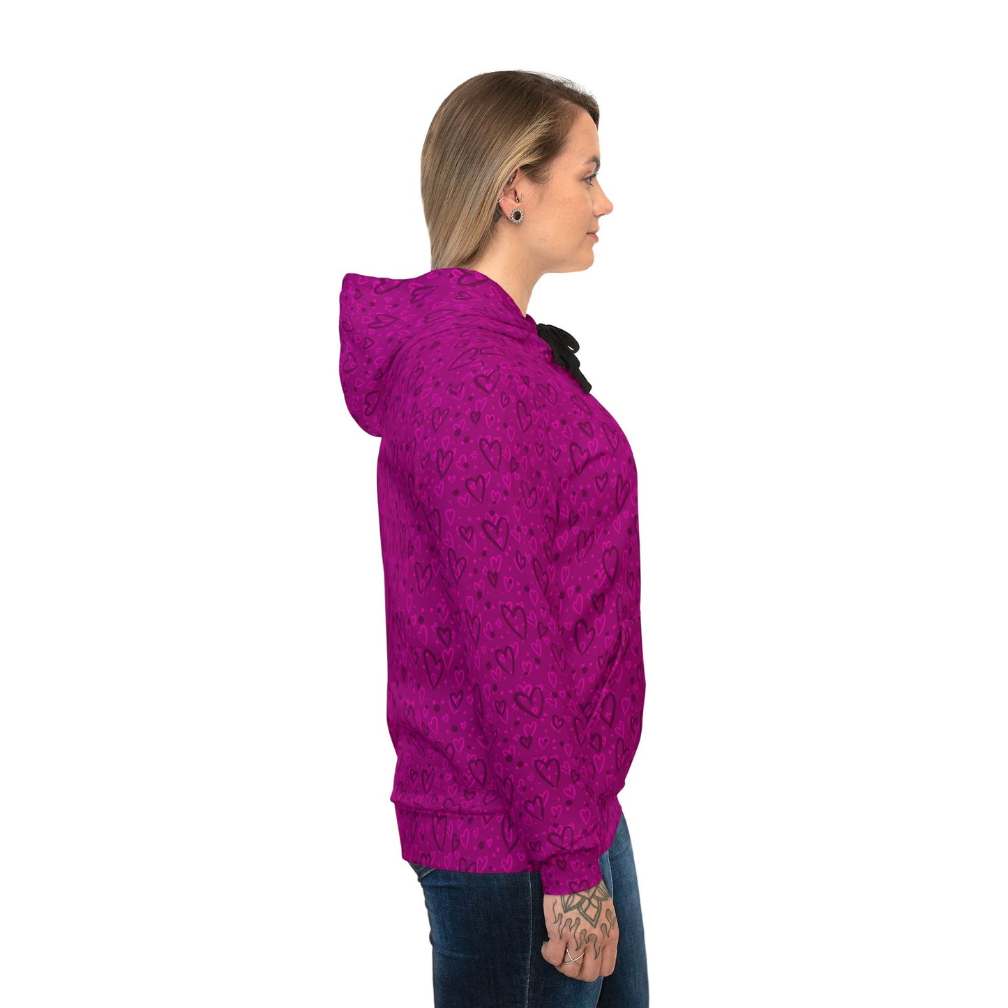 Pink Hearts Athletic Hoodie - Designed by Anndria