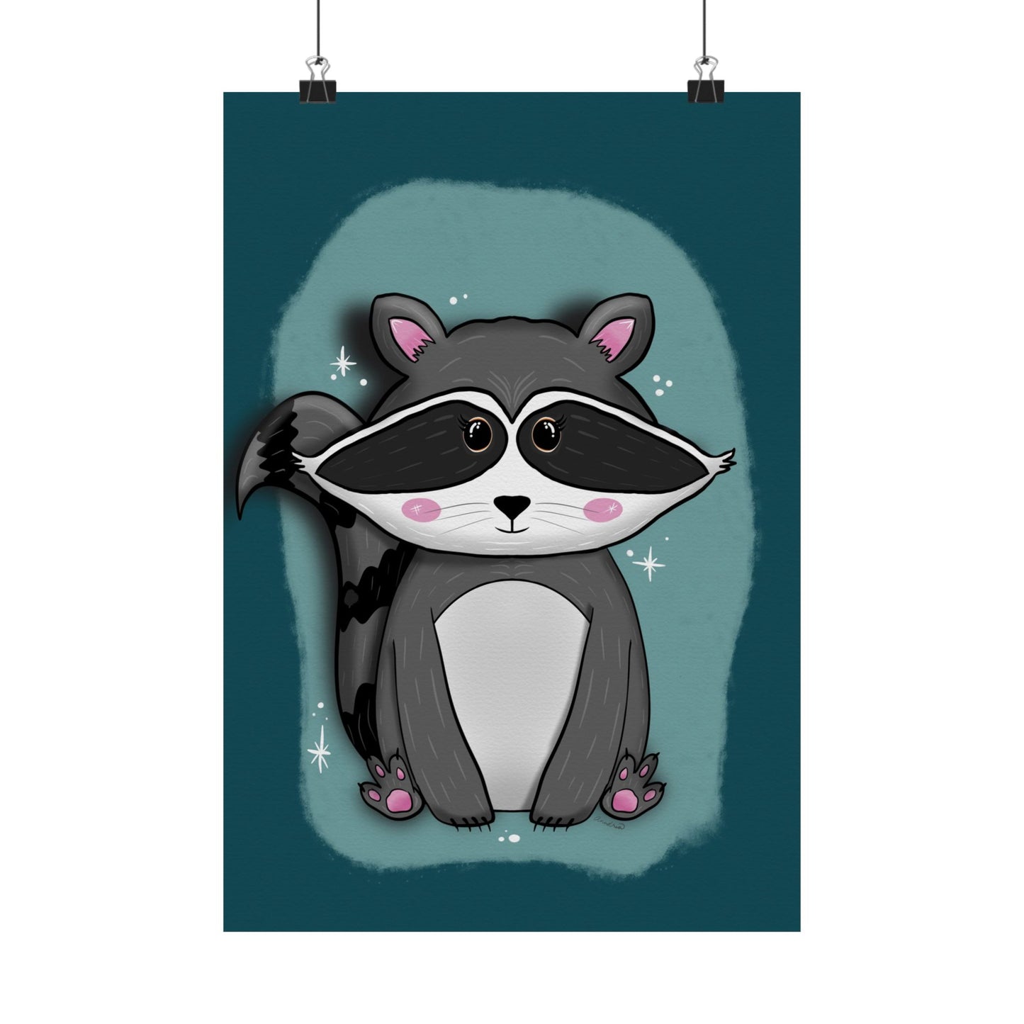 Vertical Poster, Raccoon Art Print, Matte Wall Decor, Midnight Mischief by Anndria, Animal Lover Gift, Nature Illustration, Cute Home Decor,