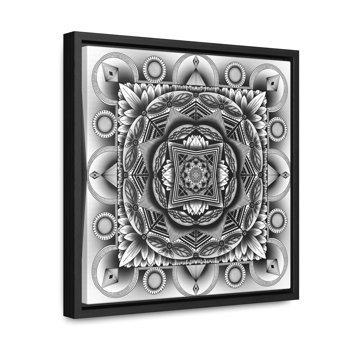Square Frame Canvas Print, Black and White Mandala Artwork by Anndria, Gallery Wall Decor, Minimalist Home Decoration, Zen Meditation Gift,