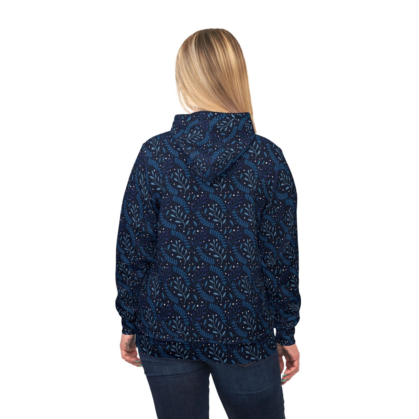 Midnight Blue Forest Athletic Hoodie by Anndria