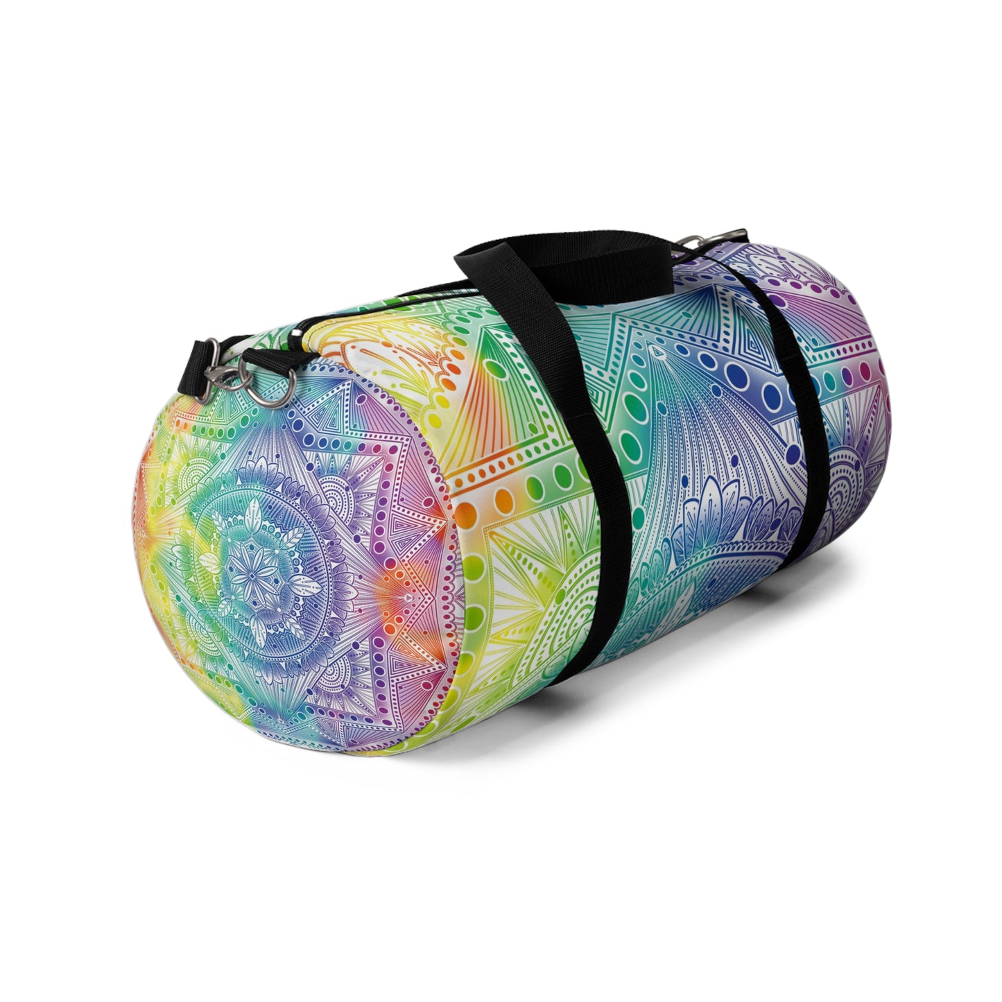 Rainbow Mandala Duffel Bag, Holographic Hiking Gym Weekend Travel Accessories, Custom Anndria Design, Unique Yoga Fitness Tote, Boho