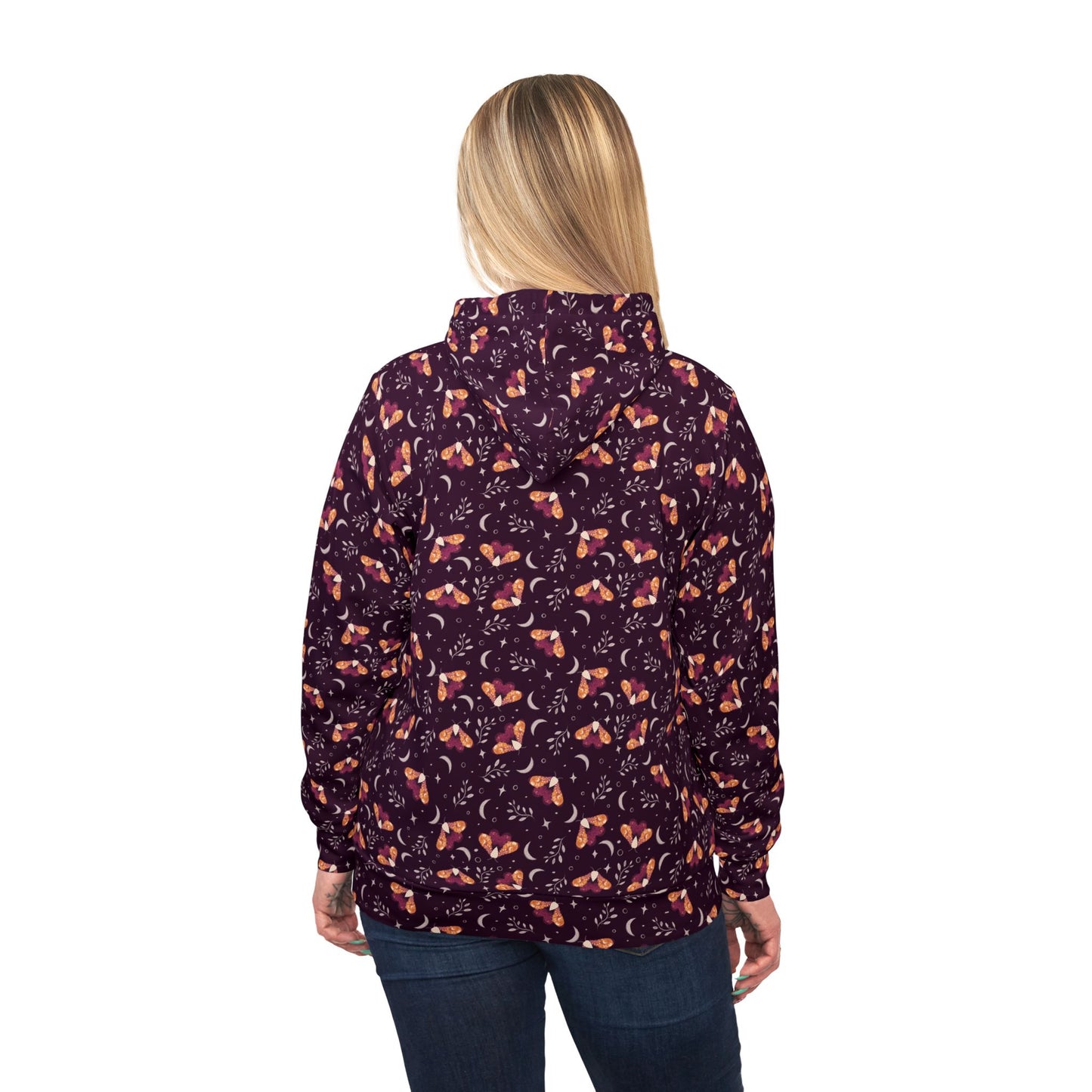Witchy Moth Orange Athletic Hoodie by Anndria