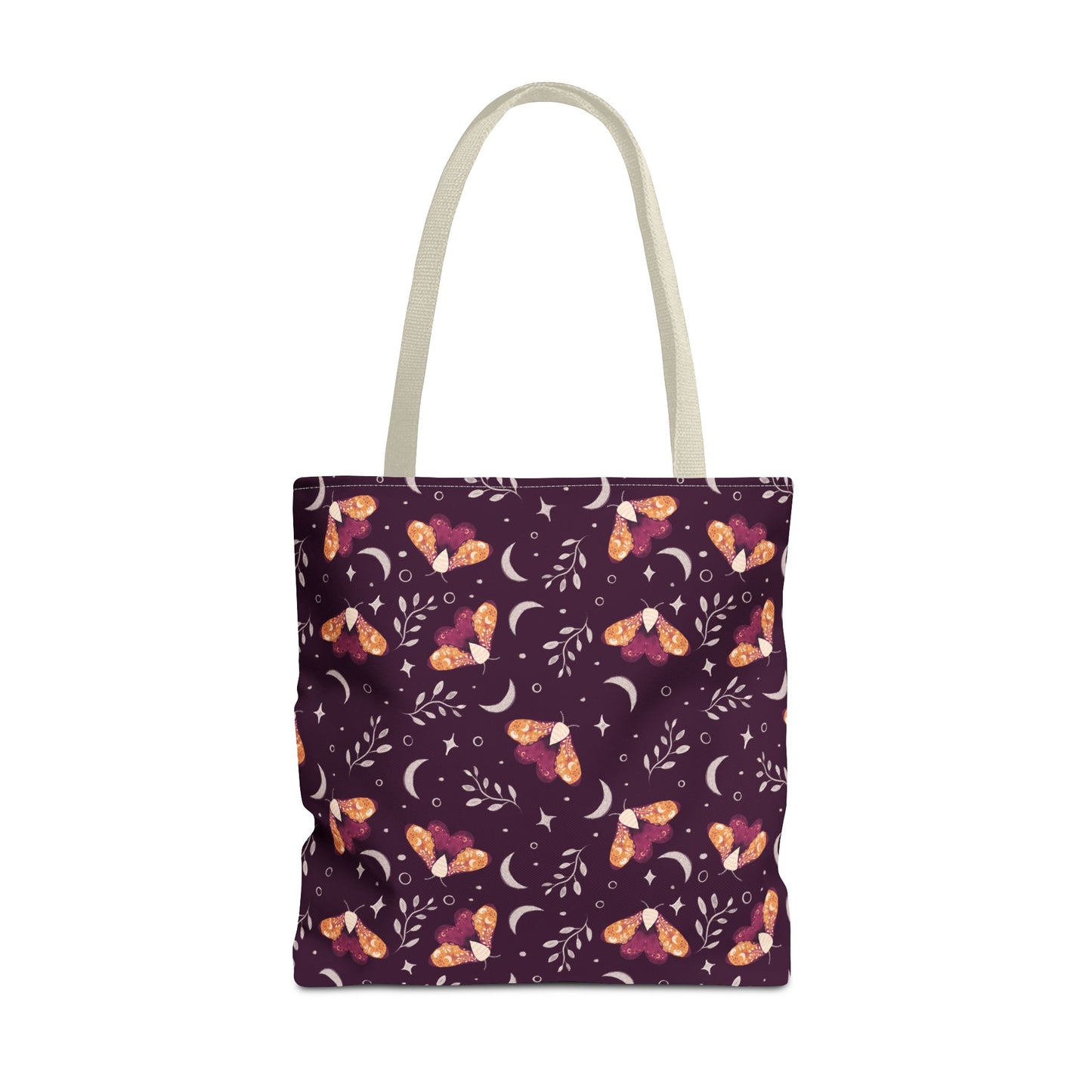 Moth Tote Bag Orange - Witchy Aesthetic Design by Anndria