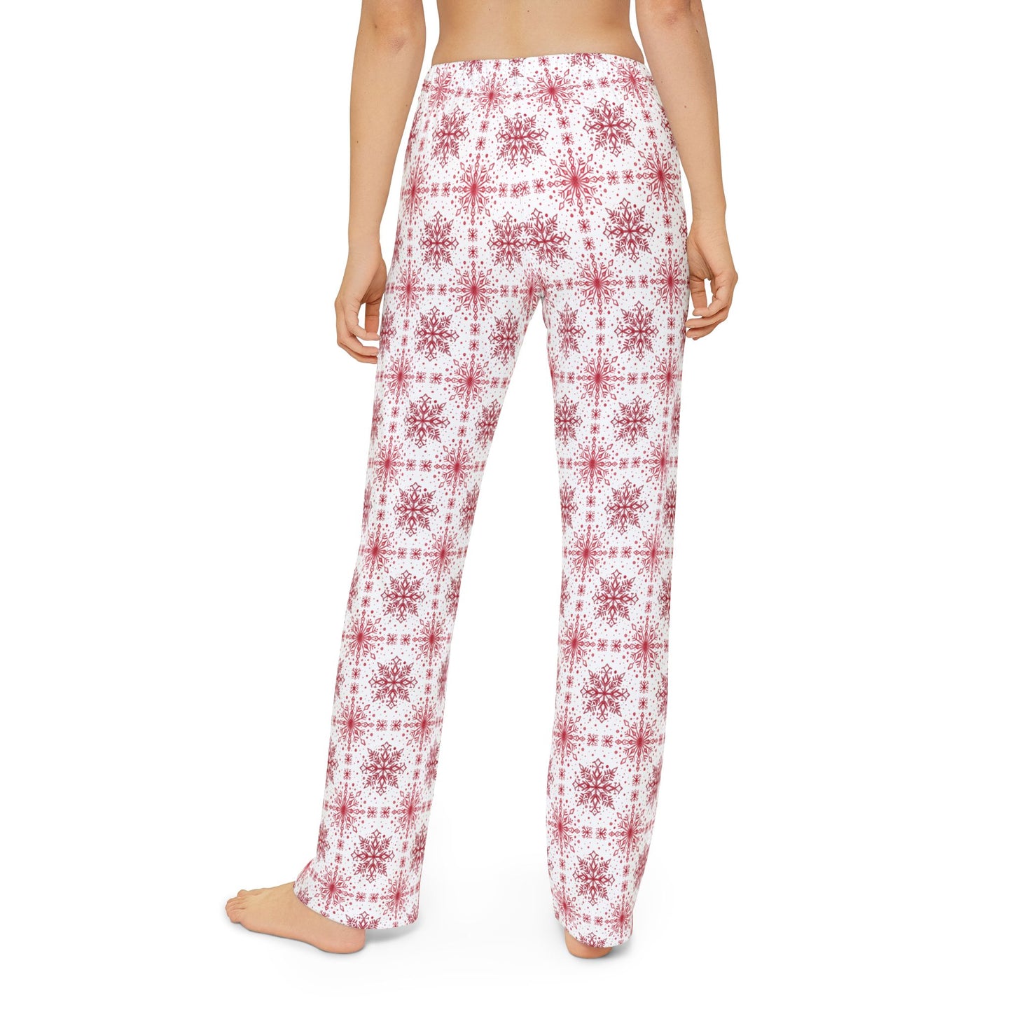 Kids Pajama Pants - Watercolor Snowflake Design by Anndria - Red and White