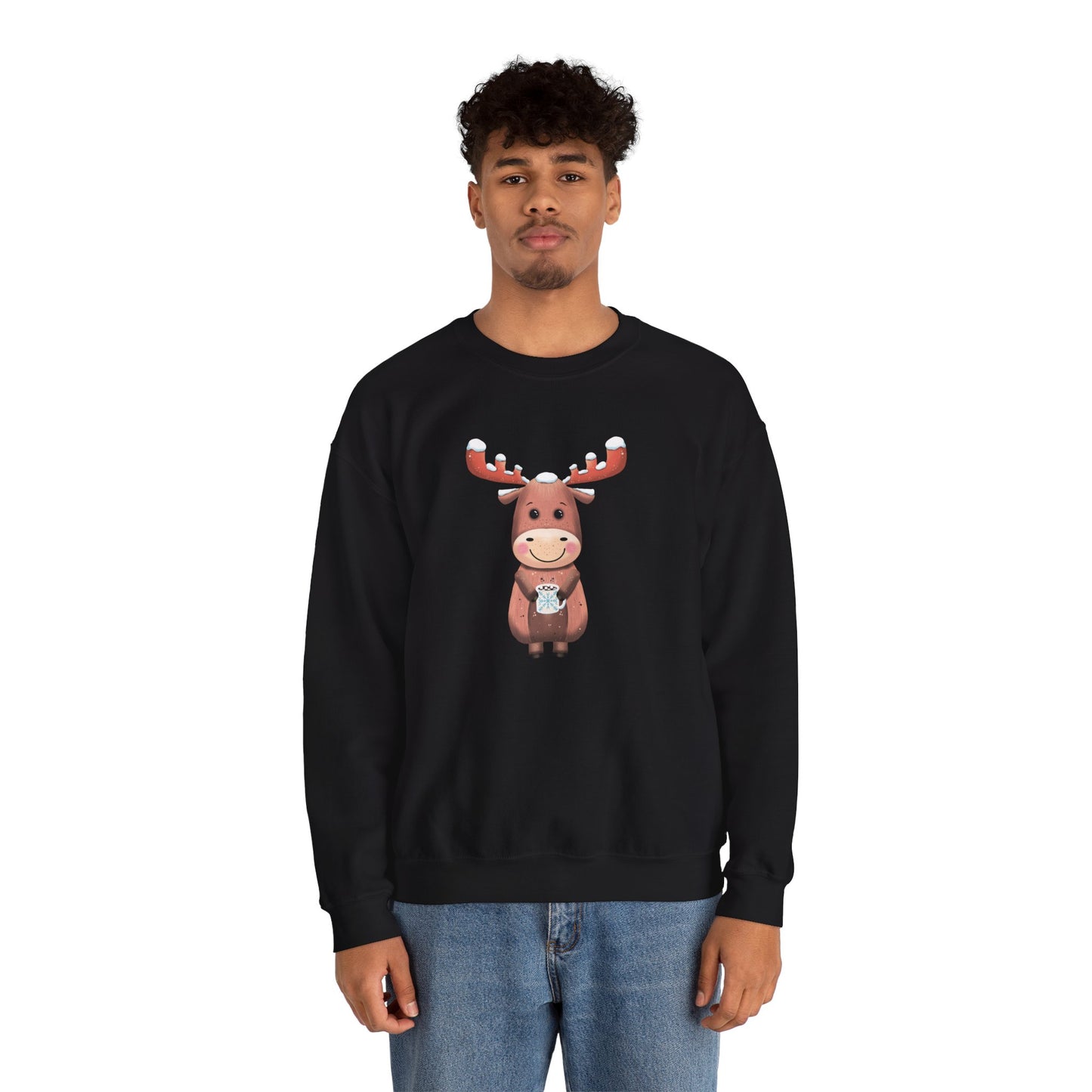 Moose Hot Chocolate Crewneck Sweatshirt by Anndria