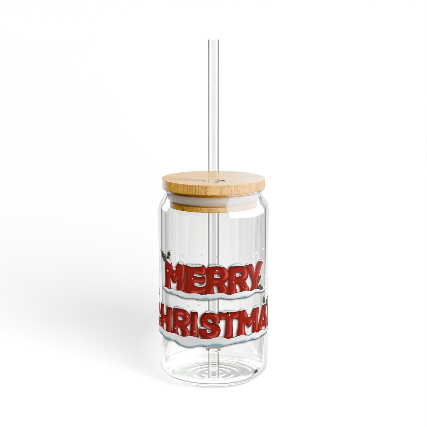 Sipper Glass, 16oz Merry Christmas Design by Anndria