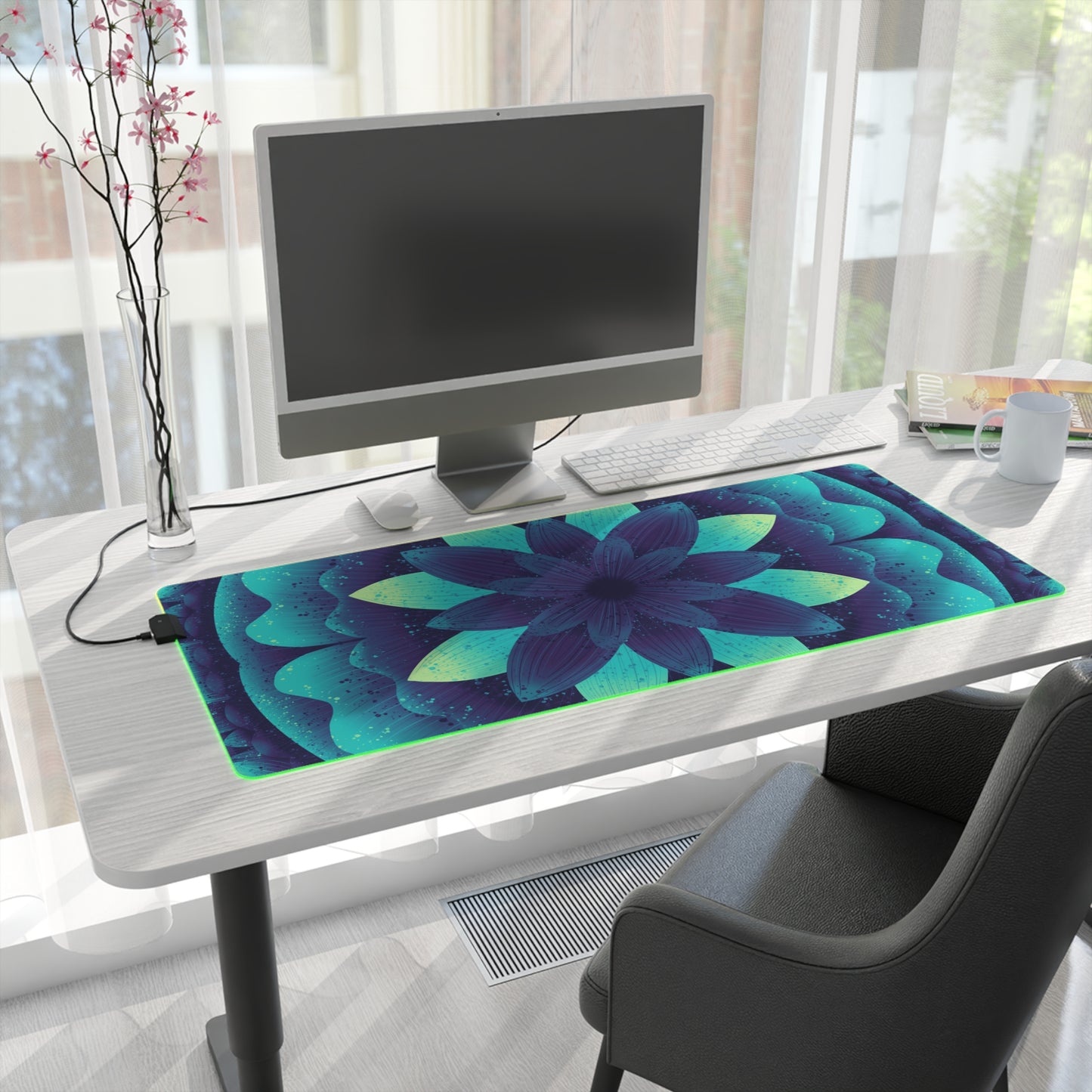 LED Gaming Mouse Pad - Cosmic Glow Artwork, Black Light Effect, Gamer Gift, Desk Decor, Office Supplies