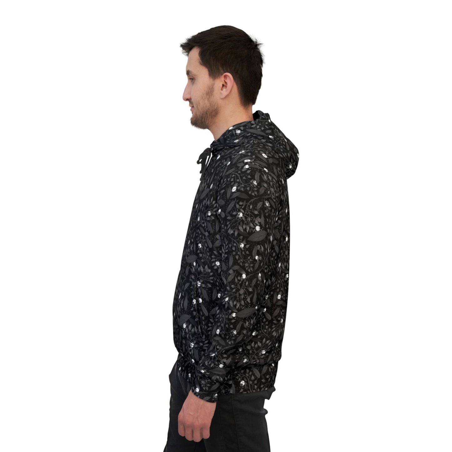 Athletic Hoodie Late Night Botanical Pattern by Anndria