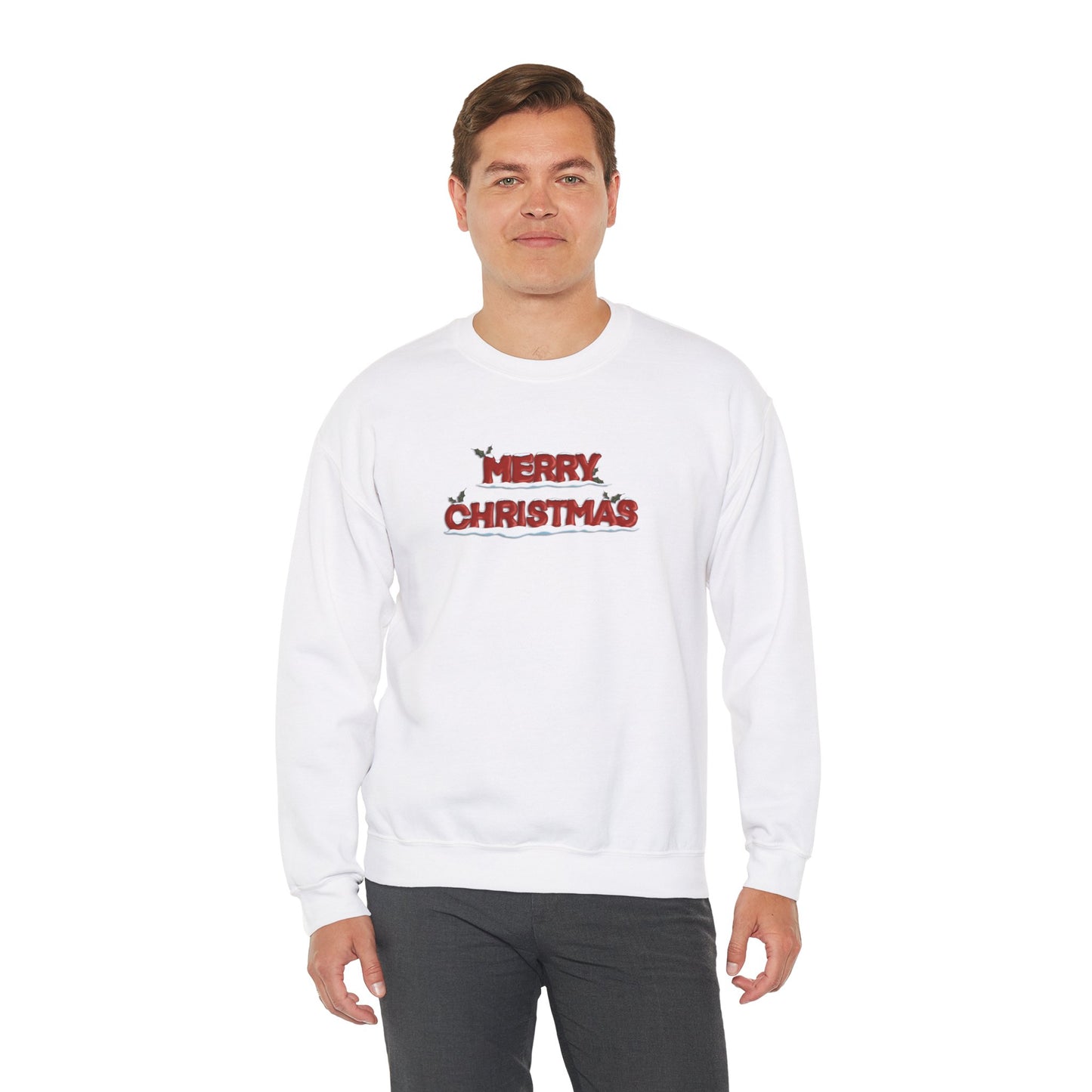 Merry Christmas with Snow and Holly - Unisex Sweatshirt