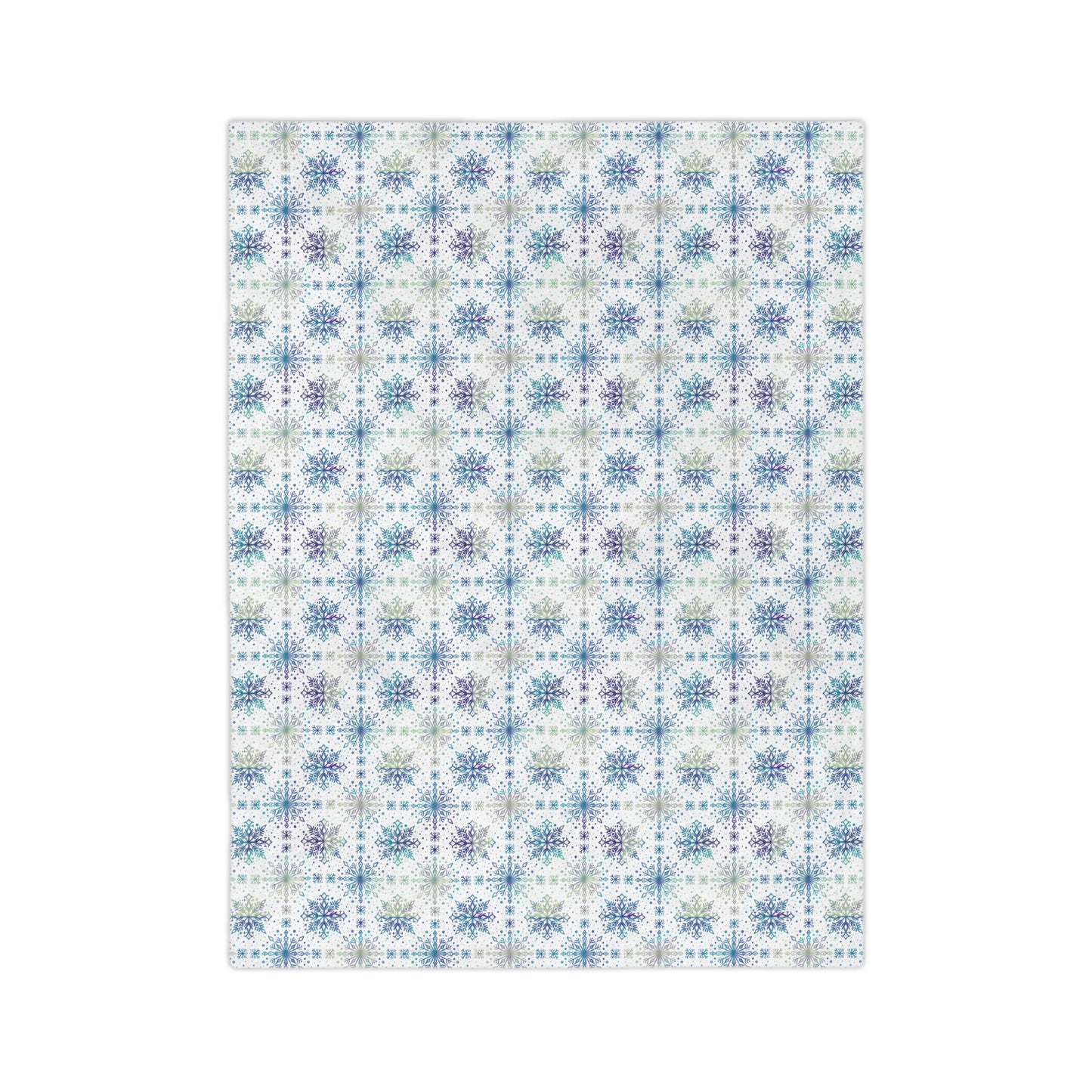 Velveteen Microfiber Blanket - Watercolor Snowflake Design by Anndria - Frosty teal, purple and green