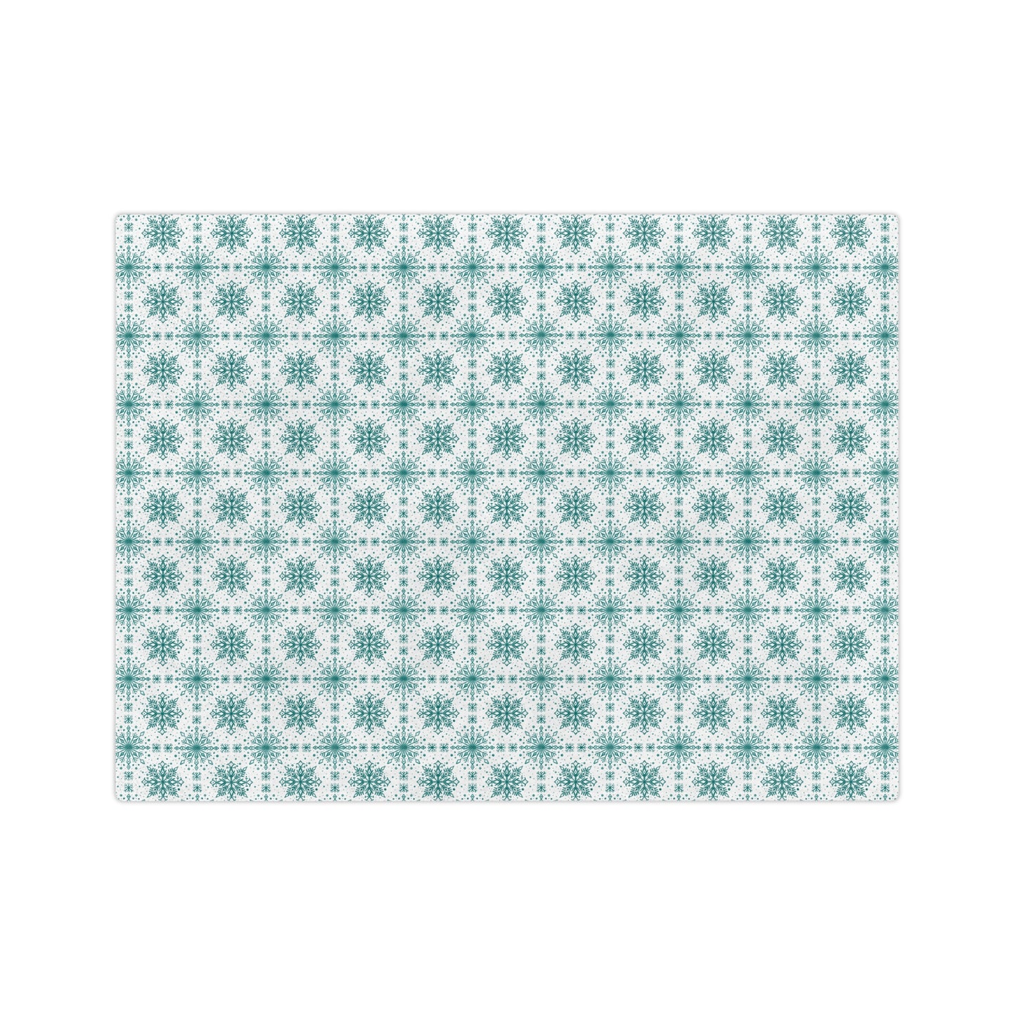 Velveteen Microfiber Blanket - Watercolor Snowflake Design by Anndria - Teal and White
