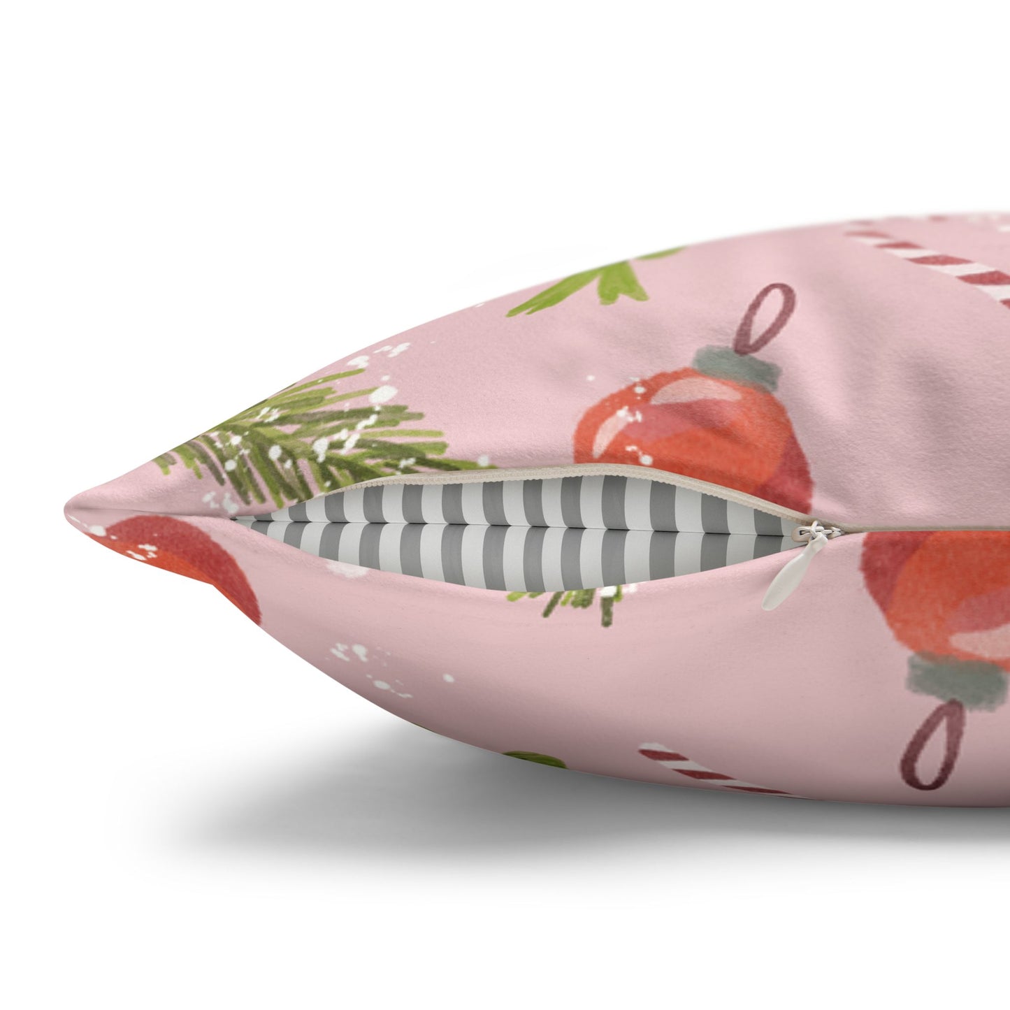Pillowcase Watercolor Christmas Trim Pattern - Pink