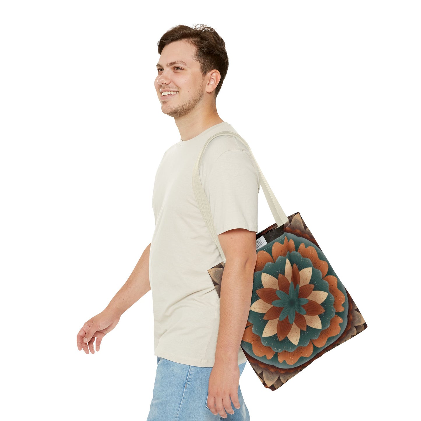 Harvest Harmony Mandala Tote Bag, Fall Vibes Market Bag, Boho Eco-Friendly Shopping Tote, Mandala Print Shoulder Bag, Hippie Reusable
