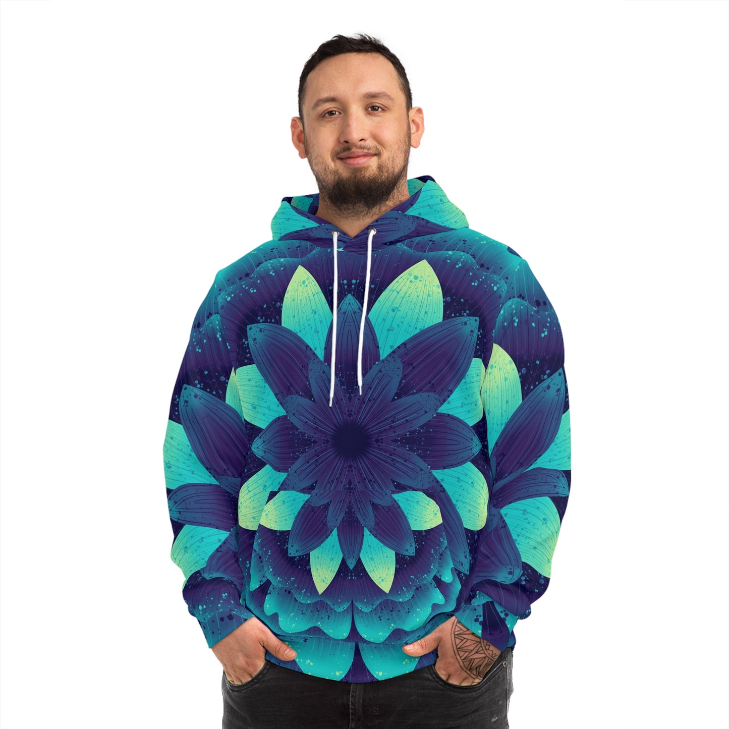 Cosmic Glow Fashion Hoodie, Neon Black Light Effect, Celestial Pullover Sweatshirt, Outer Space Apparel, Galaxy Print Jumper, Mystical