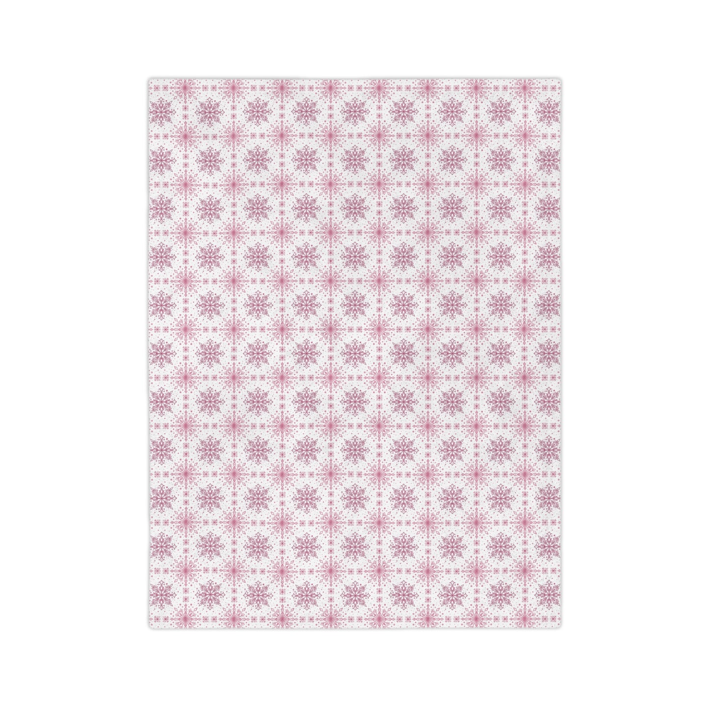 Velveteen Microfiber Blanket - Watercolor Snowflake Design by Anndria - Pink and White
