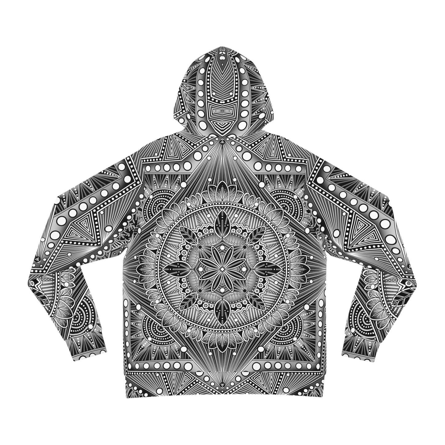 Mandala Fashion Hoodie, Hand-Drawn Black and White Artwork, Anndria Design, Boho Chic Sweatshirt, Unique Hooded Top, Trendy Pullover, Cozy