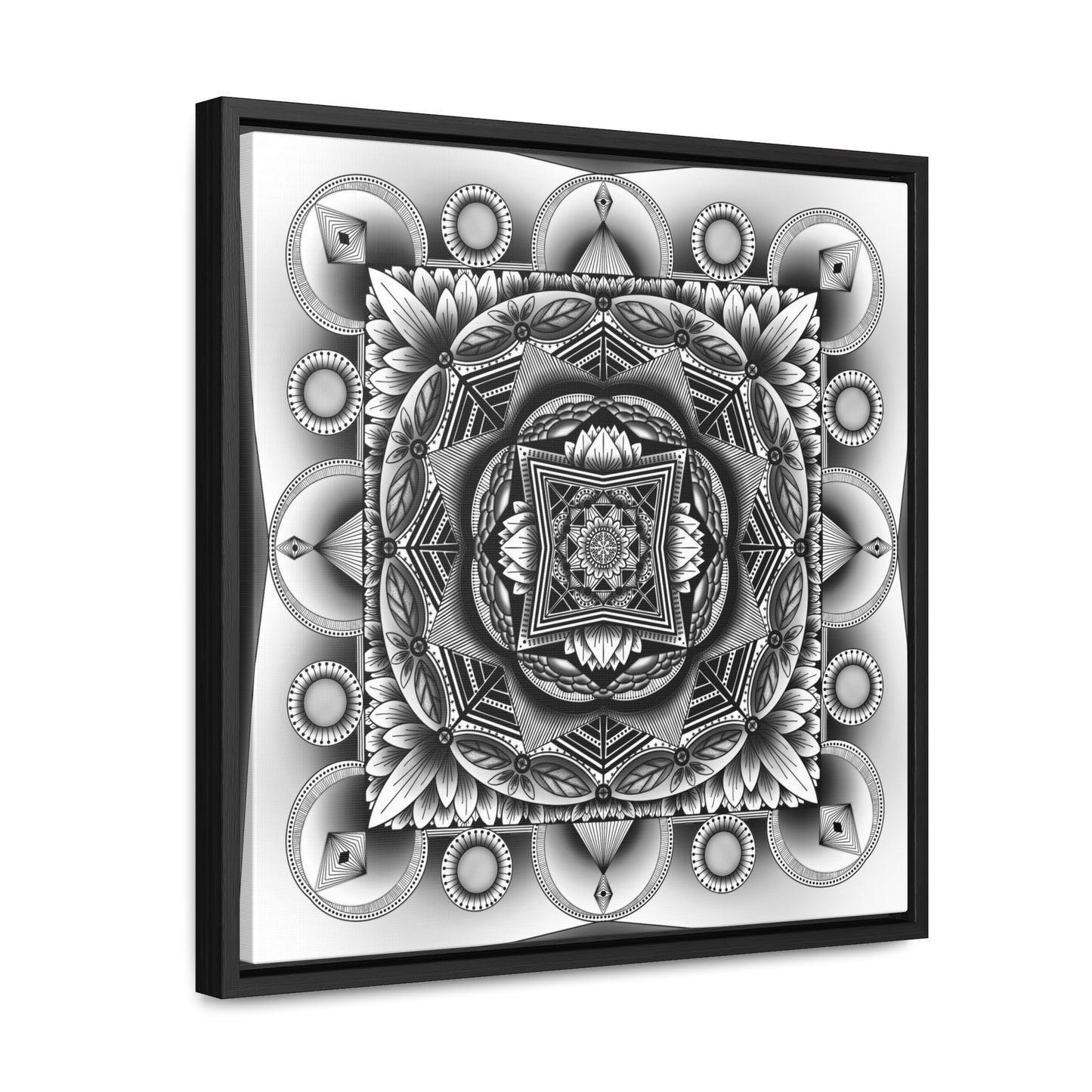 Square Frame Canvas Print, Black and White Mandala Artwork by Anndria, Gallery Wall Decor, Minimalist Home Decoration, Zen Meditation Gift,