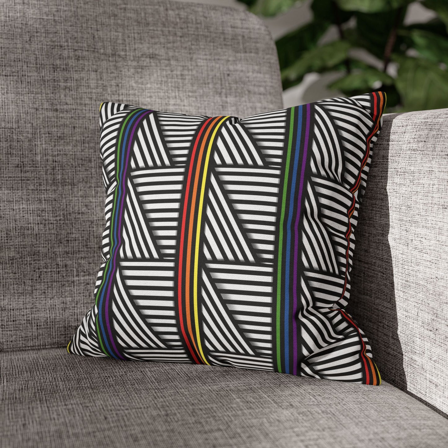 Geometric Striped Pride Pillowcase - Modern Home Décor, Stylish Accent for Living Room
