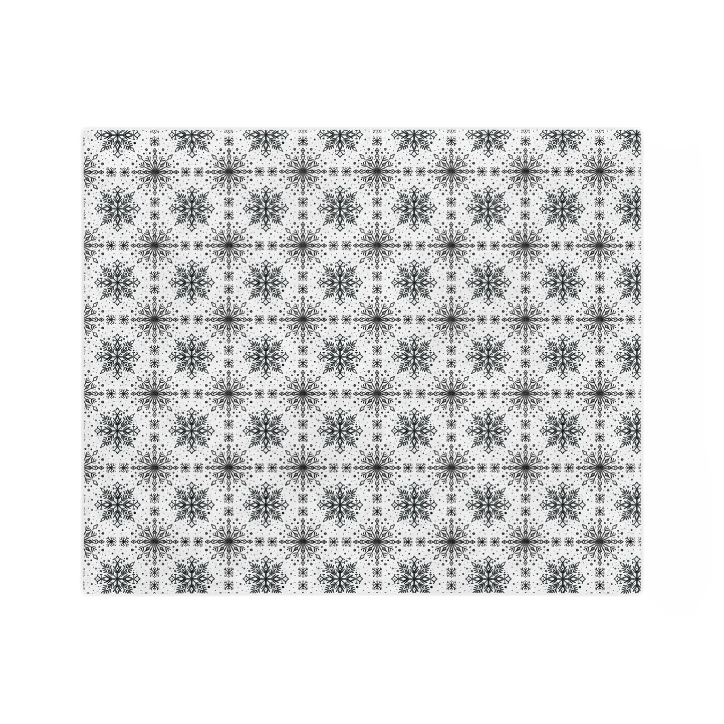 Velveteen Microfiber Blanket - Watercolor Snowflake Design by Anndria - Black and White