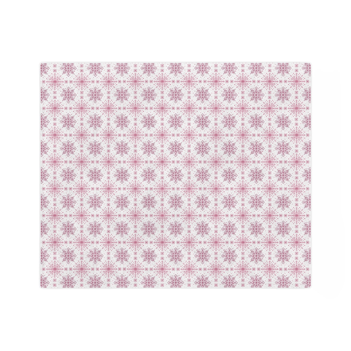 Velveteen Microfiber Blanket - Watercolor Snowflake Design by Anndria - Pink and White