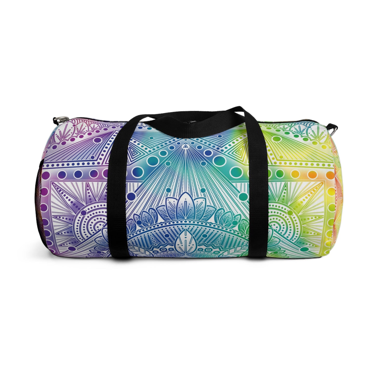 Rainbow Mandala Duffel Bag, Holographic Hiking Gym Weekend Travel Accessories, Custom Anndria Design, Unique Yoga Fitness Tote, Boho