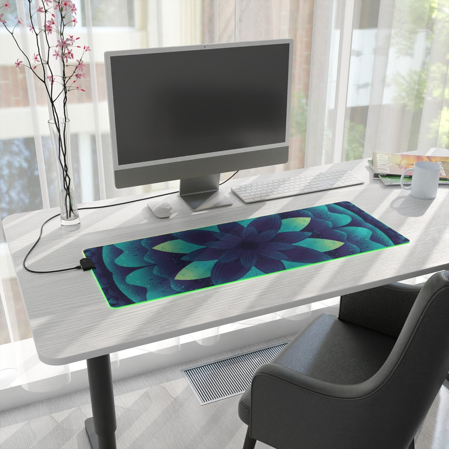 LED Gaming Mouse Pad - Cosmic Glow Artwork, Black Light Effect, Gamer Gift, Desk Decor, Office Supplies