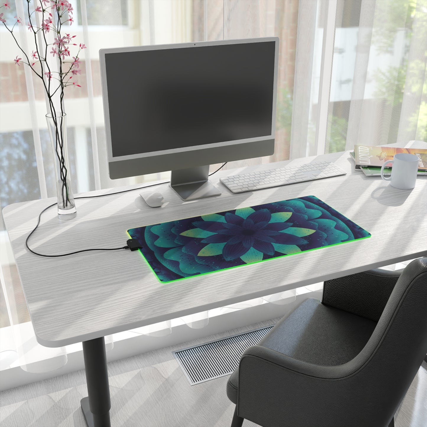 LED Gaming Mouse Pad - Cosmic Glow Artwork, Black Light Effect, Gamer Gift, Desk Decor, Office Supplies
