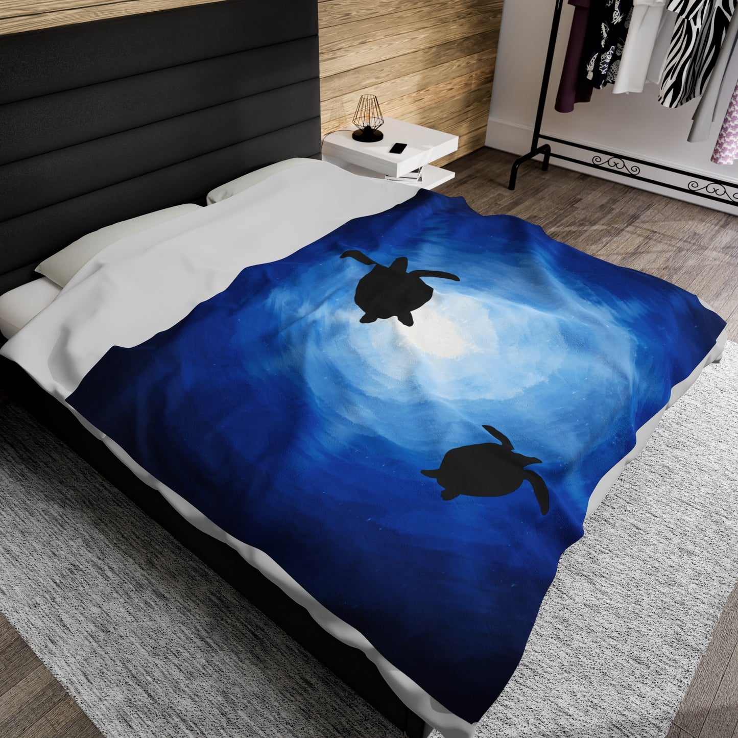 Plush Blanket - Sea Turtles Swimming Through Sun Rays Drawn by Anndria