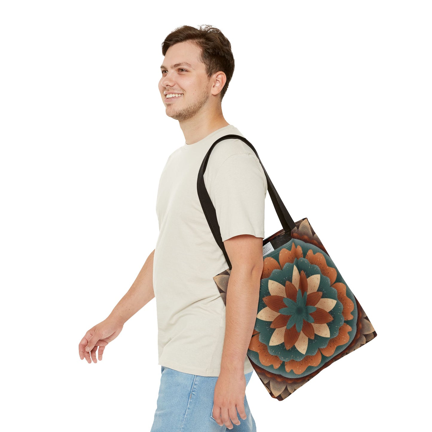 Harvest Harmony Mandala Tote Bag, Fall Vibes Market Bag, Boho Eco-Friendly Shopping Tote, Mandala Print Shoulder Bag, Hippie Reusable