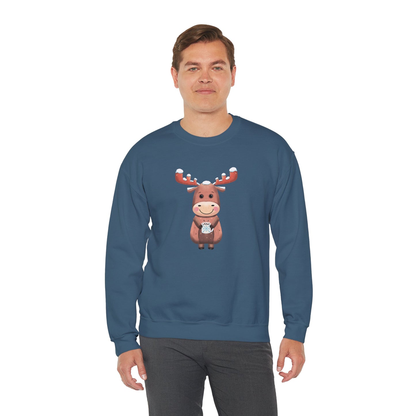 Moose Hot Chocolate Crewneck Sweatshirt by Anndria