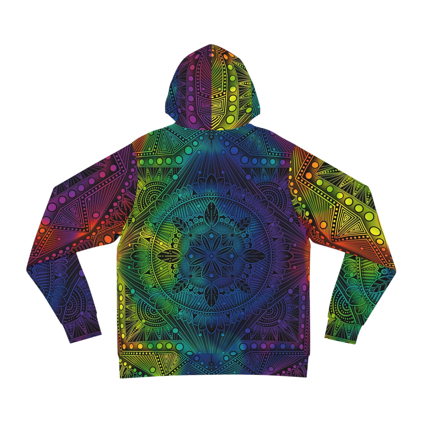 Mandala Hoodie, Holographic Rainbow Psychedelic Artwork by Anndria, Festival Fashion, Colorful Sweatshirt, Boho Clothing, Trippy Hooded Top,